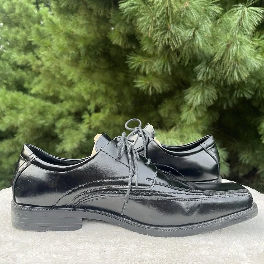 Stacy Adams Dress Shoes Mens 12M Black Leather Bicycle Toe Derby Square Toe